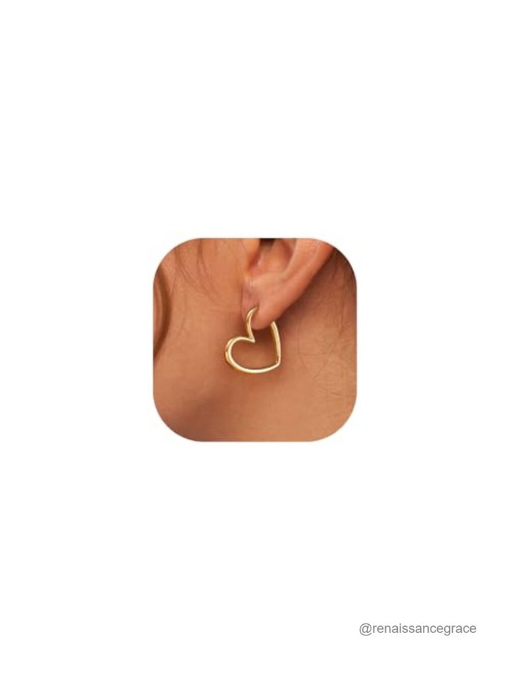 14k Gold Plated Heart Huggie Hoop Earrings Hypoallergenic Lightweight